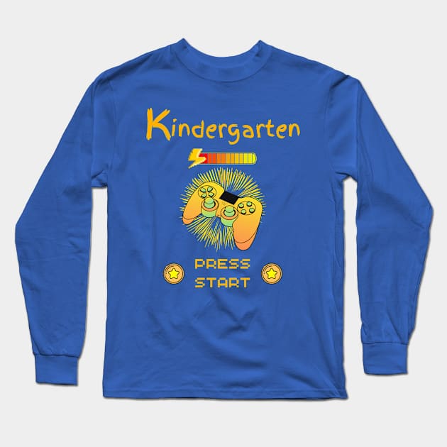 Kindergarten Press Start - Cool Gamer Controller Blue Long Sleeve T-Shirt by EvolvedandLovingIt